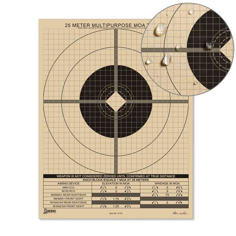 Rite in the Rain 9129 25 Meter Multipurpose Zeroing Target - MOA Adjustment