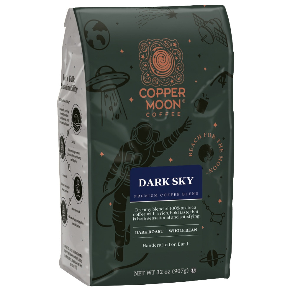 COPPER MOON COFFEE LLC Copper Moon 260124  Whole Bean Coffee, Dark Sky Blend, 2 Lb Bag