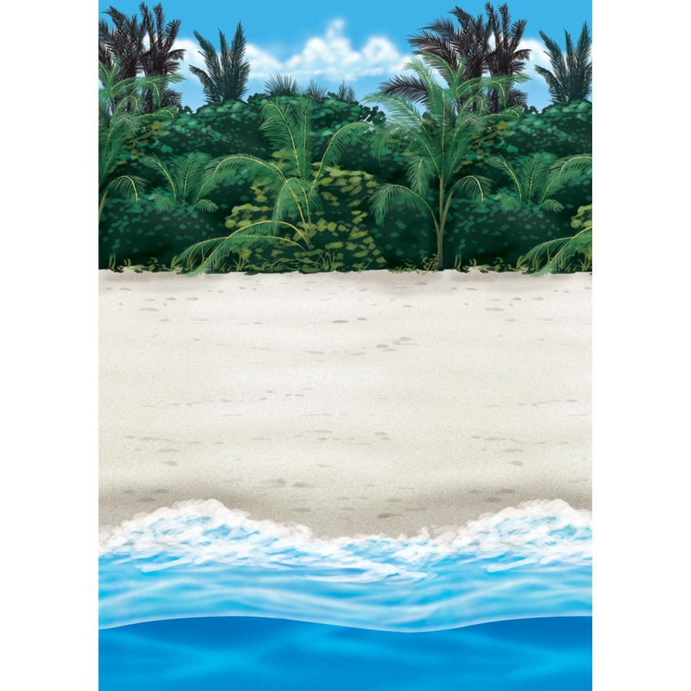 AMSCAN CO INC Amscan 670217  Summer Luau Beach Scene Setter Room Roll, 48in x 480in, Multicolor