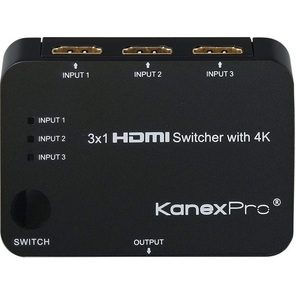 KANEX KanexPro SW-HD3X14K  3x1 HDMI Switcher with 4K Support - Home Theater, TV, Blu-ray Disc Player, PlayStation 4, Xbox, HDTV, Projector, PlayStation 3, DVD Player Compatible - 3 x HDMI Digital Audio/Video In, 1 x HDMI Digital Audio/Video Out, 1IR 