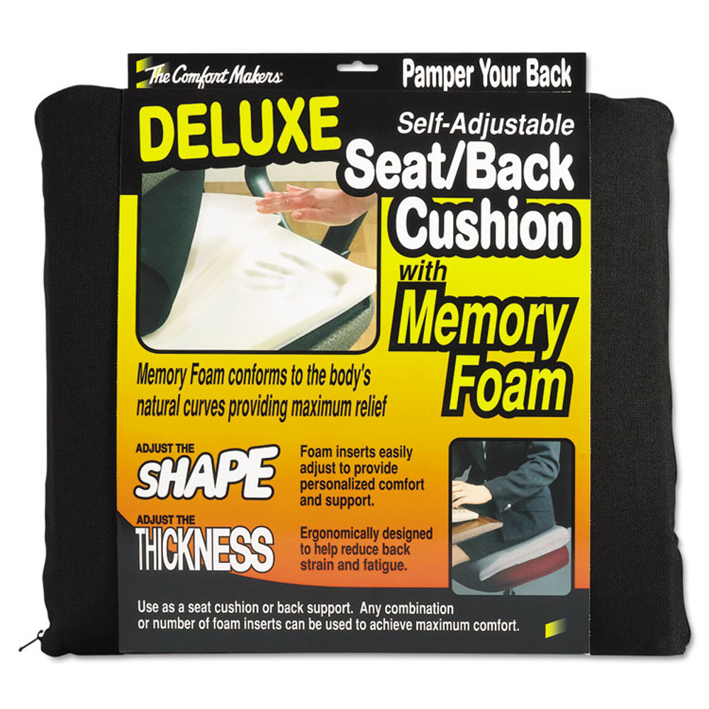 MASTER CASTER COMPANY 91061 The ComfortMakers Deluxe Seat/Back Cushion, Memory Foam, 17 x 2.75 x 17.5, Black