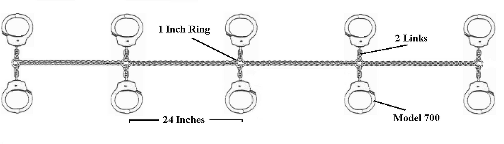 Peerless Handcuff Company 5STATION-TRANSPORT-CHAIN-24 Full Cuff 5 Station Transport Chain 24
