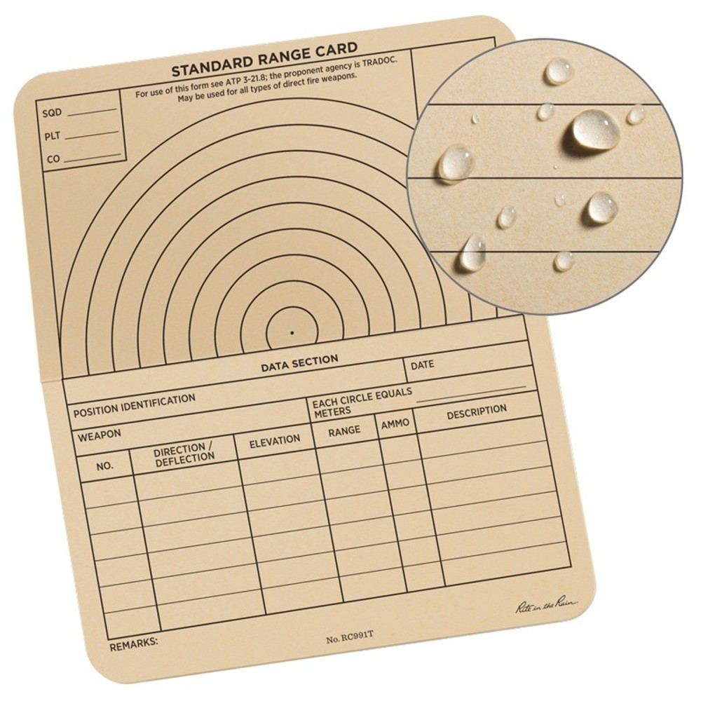 Rite in the Rain RC991T 6 X 5 Combat Range Card