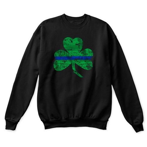 Thin Blue Line STPAT-TBL-CREW-BLACK-XXL Thin Blue Line Crewneck, Shamrock