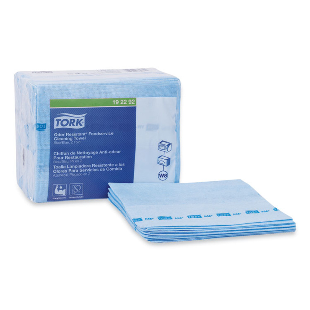 SCA TISSUE Tork® 192292 Small Pack Foodservice Cloth, 1-Ply, 11.75 x 14.75, Unscented, Blue/Blue Stripe, 50/Poly Pack, 4 Packs/Carton