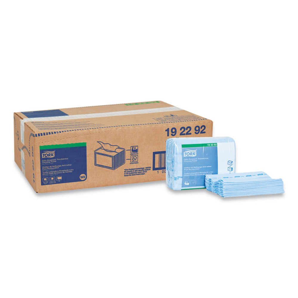 SCA TISSUE Tork® 192292 Small Pack Foodservice Cloth, 1-Ply, 11.75 x 14.75, Unscented, Blue/Blue Stripe, 50/Poly Pack, 4 Packs/Carton