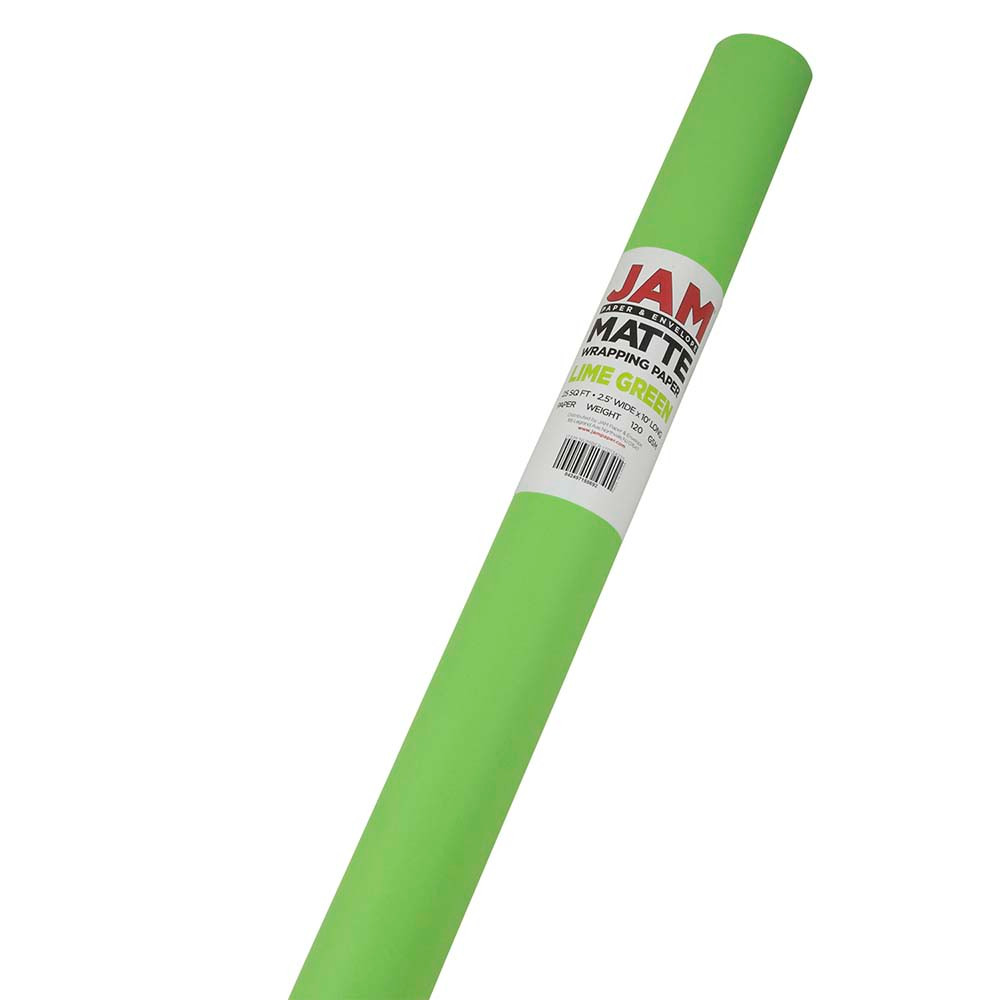 JAM PAPER AND ENVELOPE 170134225OD JAM Paper Wrapping Paper, Matte, 25 Sq Ft, Lime Green