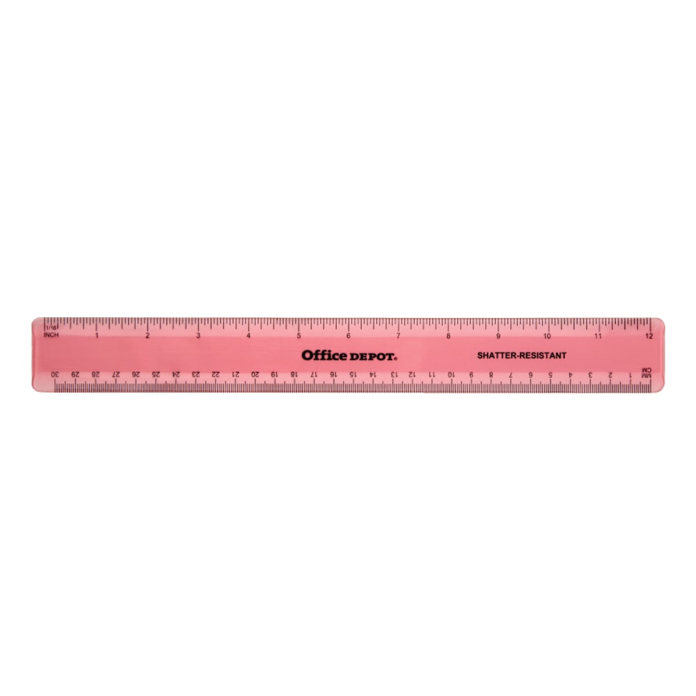 Made of shatter-resistant plastic material  Features metric measurements and 1/16in ruling increments.  Great for home, office or school use.