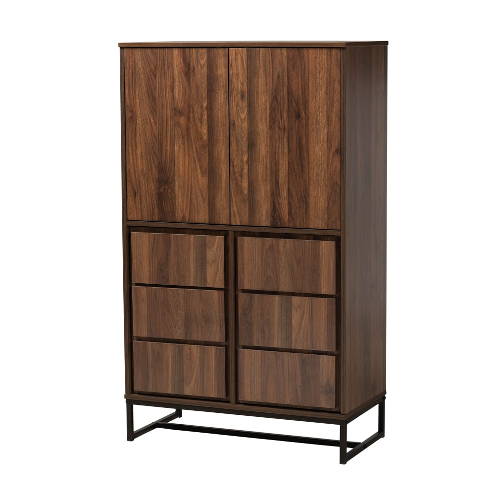 WHOLESALE INTERIORS, INC. Baxton Studio 2721-11215  Modern And Contemporary 54inH Multipurpose Storage Cabinet, Walnut Brown/Black