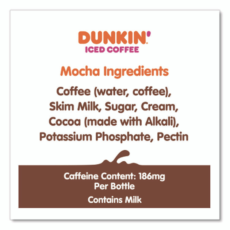 KEURIG DR PEPPER Dunkin'® 049000072389 Mocha Iced Coffee Drink, 13.7 oz Bottle, 12/Carton