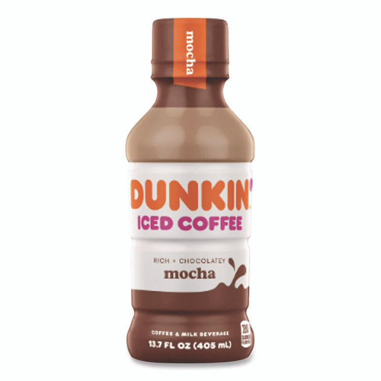 KEURIG DR PEPPER Dunkin'® 049000072389 Mocha Iced Coffee Drink, 13.7 oz Bottle, 12/Carton