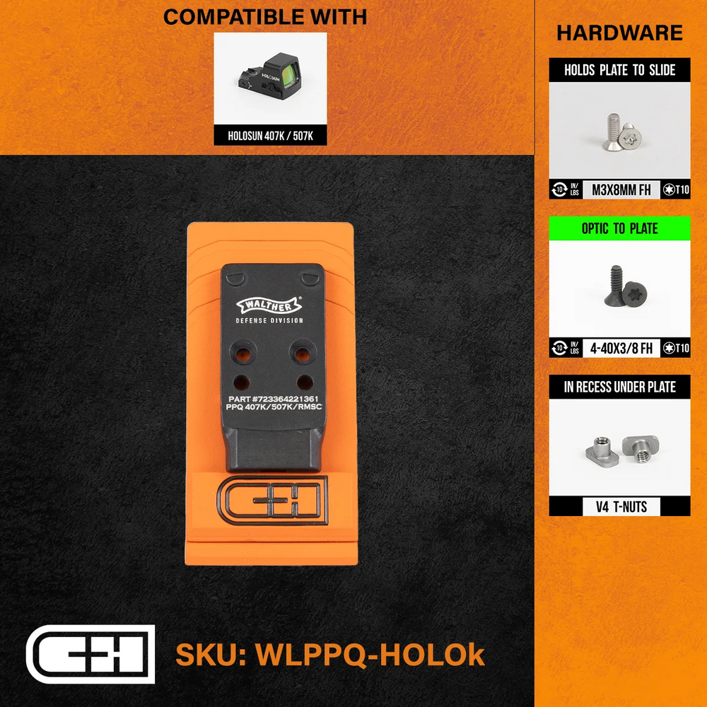 C&H Precision WLPPQ-HOLOK Optics Adapter Plate - Walther PPQ/Q4/Q5