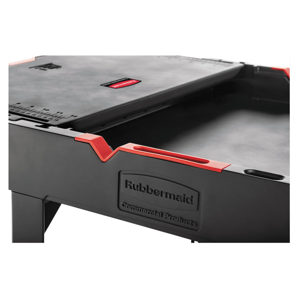 RUBBERMAID COMMERCIAL PROD. 1997208 Heavy Duty Adaptable Utility Cart, Plastic, 2 Shelves, 500 lb Capacity, 25.2" x 51.5" x 36", Black