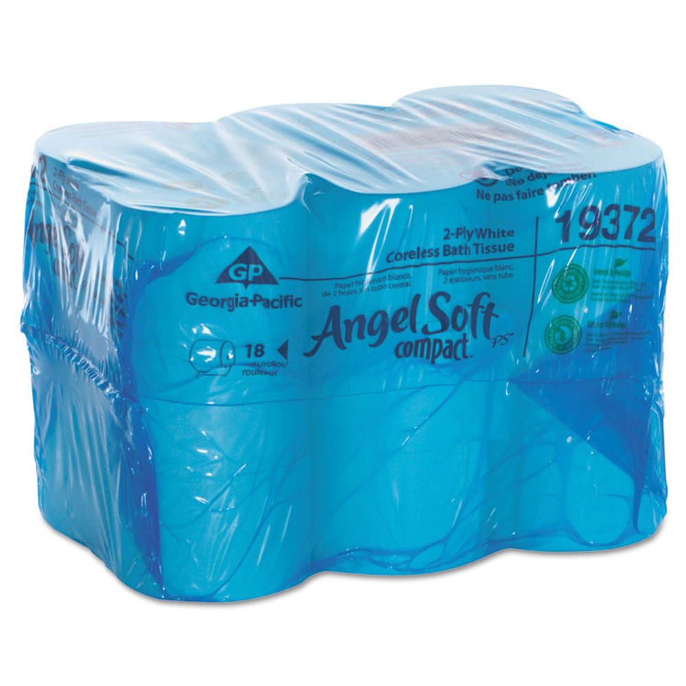 GEORGIA PACIFIC Professional 19372 Coreless Bath Tissue, Septic Safe, 2-Ply, White, 1,125 Sheets/Roll, 18 Rolls/Carton