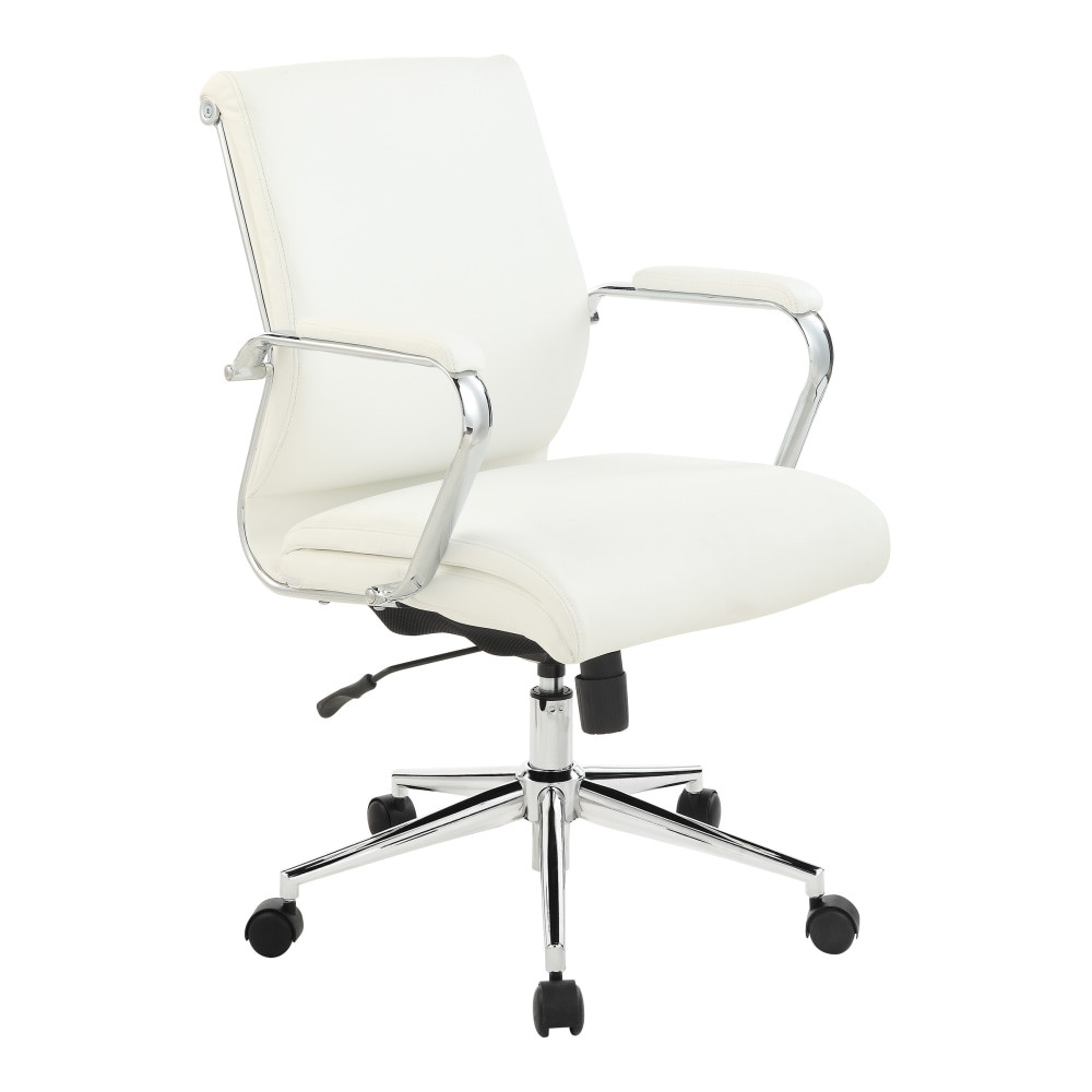 OFFICE STAR PRODUCTS 920351C-R101 Office Star Dillon Ergonomic Fabric Mid-Back Manager's Chair, Snow/Chrome