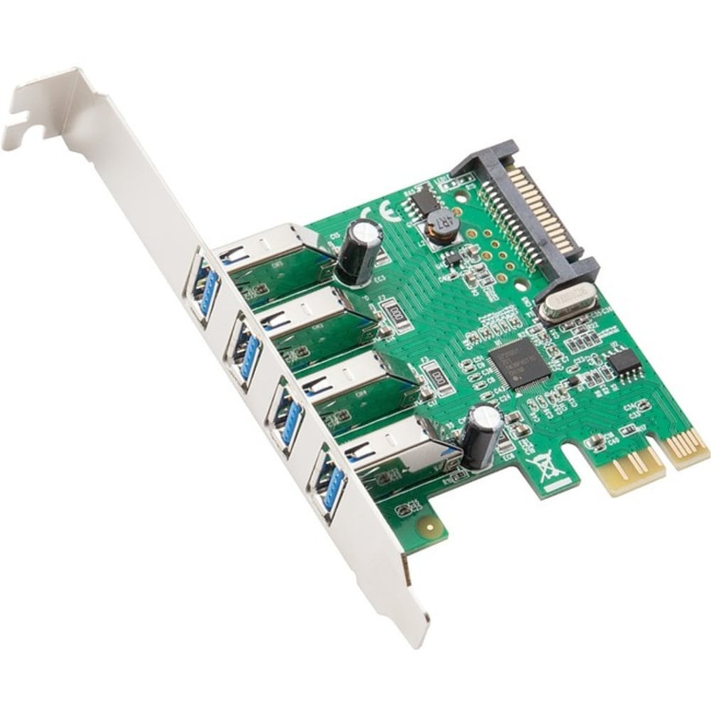 SYBA MULTIMEDIA, INC. SYBA Multimedia SD-PEX20159  USB3.0 PCIe Host Controller Card - PCI Express 2.0 x1 - Plug-in Card - 4 USB Port(s) - 4 USB 3.0 Port(s)