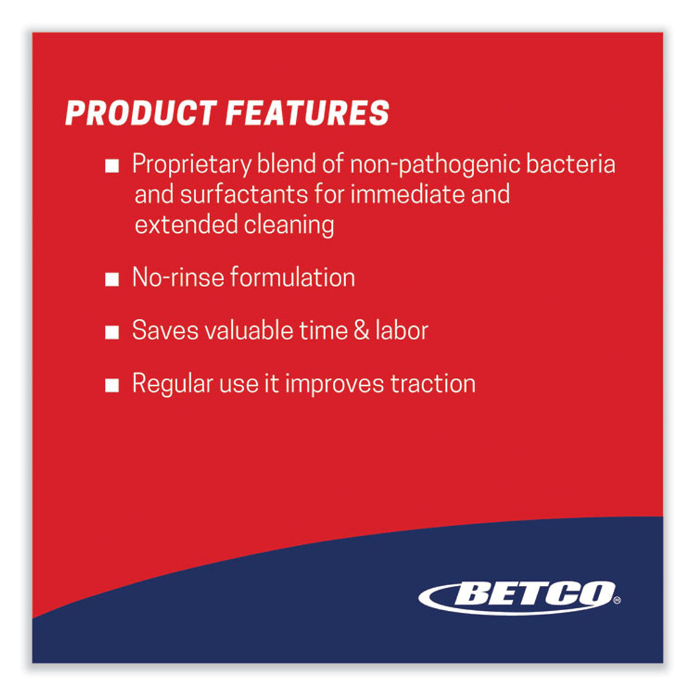 BETCO CORPORATION 2580400 BioActive Solutions No-Rinse Floor Cleaner, Rain Fresh Scent, 1 gal Bottle, 4/Carton