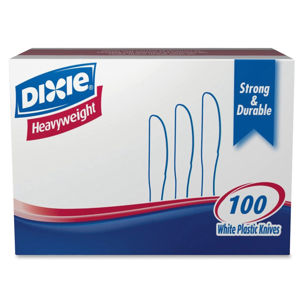 A great for your next gathering large or small. Keep boxes at home and in the offices either way you will be prepared!  Made with strong and rigid disposable plastic.  Suitable for hot and cold foods.  Get the heavyweight utensils you need, including these knives in white. Dixie heavyweight knives are flexible, yet rigid.  White knives come in a box of 100.
