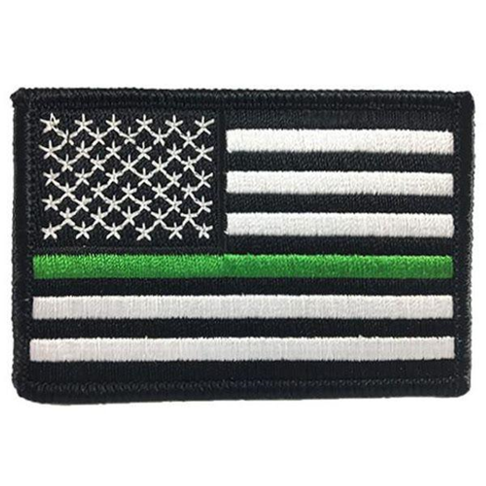 Thin Blue Line TGL-P-SEW Thin Green Line American Flag Patch, 2 x 3 Inches, Sew On