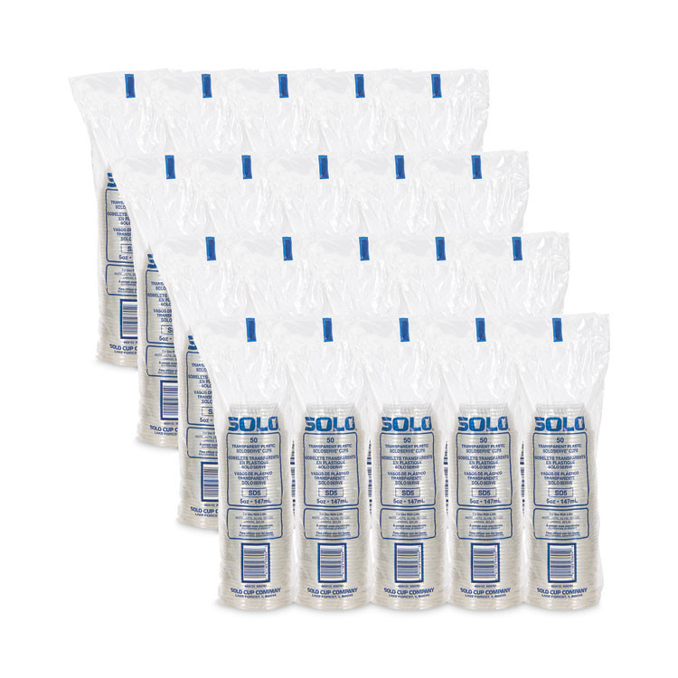 DART SOLO® SDL58 SoloServe Dome Cup Lids, Fits 5 oz to 8 oz Containers, Plastic, Clear, 50/Pack, 20 Packs/Carton