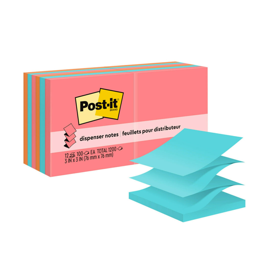 3M CO R330-12AN Post-it Pop Up Notes, 3 in x 3 in, 12 Pads, 100 Sheets/Pad, Clean Removal, Poptimistic Collection