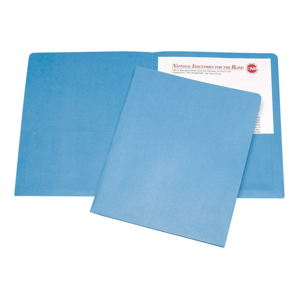 NATIONAL INDUSTRIES FOR THE BLIND SKILCRAFT 7510005842490  Twin Pocket Portfolios, 30% Recycled, Light Blue, Box Of 25 (AbilityOne 7510-00-584-2490)