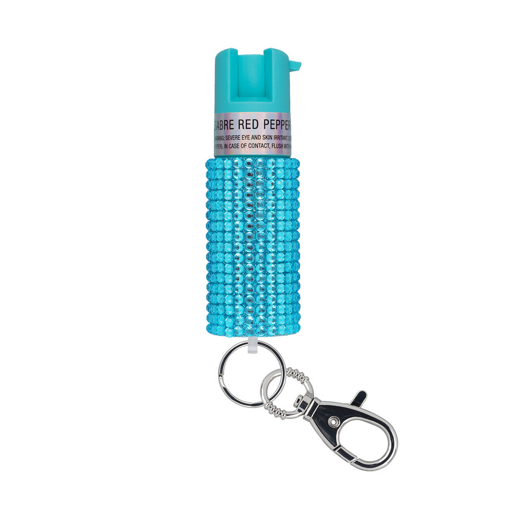 Sabre KR-J-TL-02 Jeweled Pepper Spray w/ Snap Clip - Teal