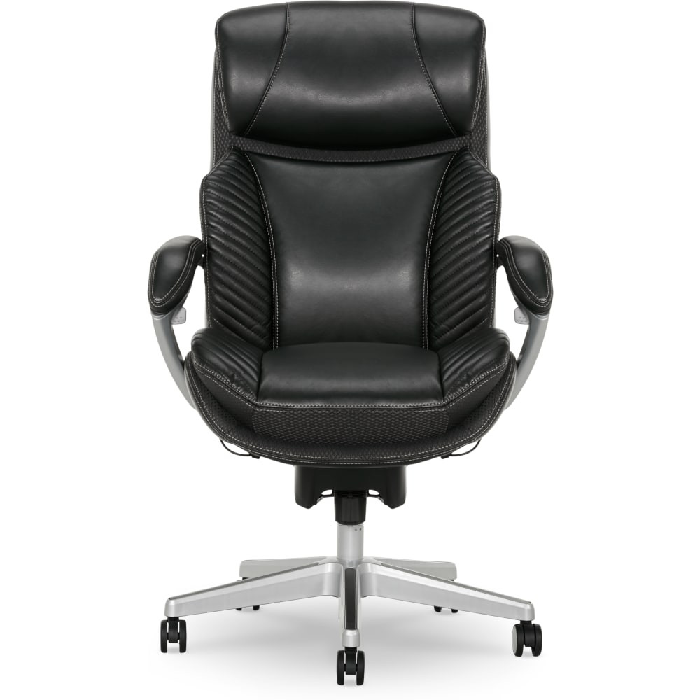 OFFICE DEPOT 52188-BLK Serta iComfort i6000 Big & Tall Ergonomic Bonded Leather High-Back Executive Office Chair, Black/Silver