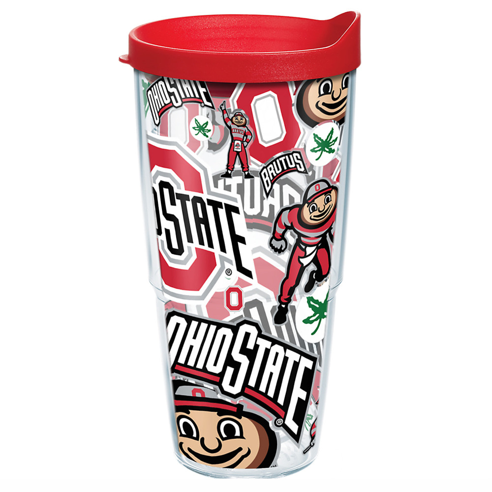 TERVIS TUMBLER COMPANY Tervis 01258230  NCAA All-Over Tumbler With Lid, 24 Oz, Ohio State Buckeyes