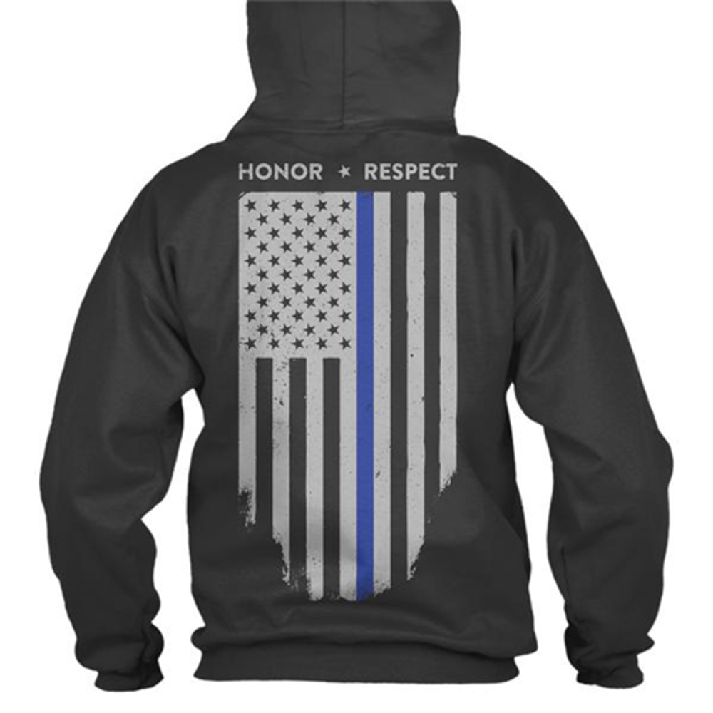 Thin Blue Line TBL-H-BLACK-XXXXL Hoodie - Honor/Respect, Thin Blue Line Flag