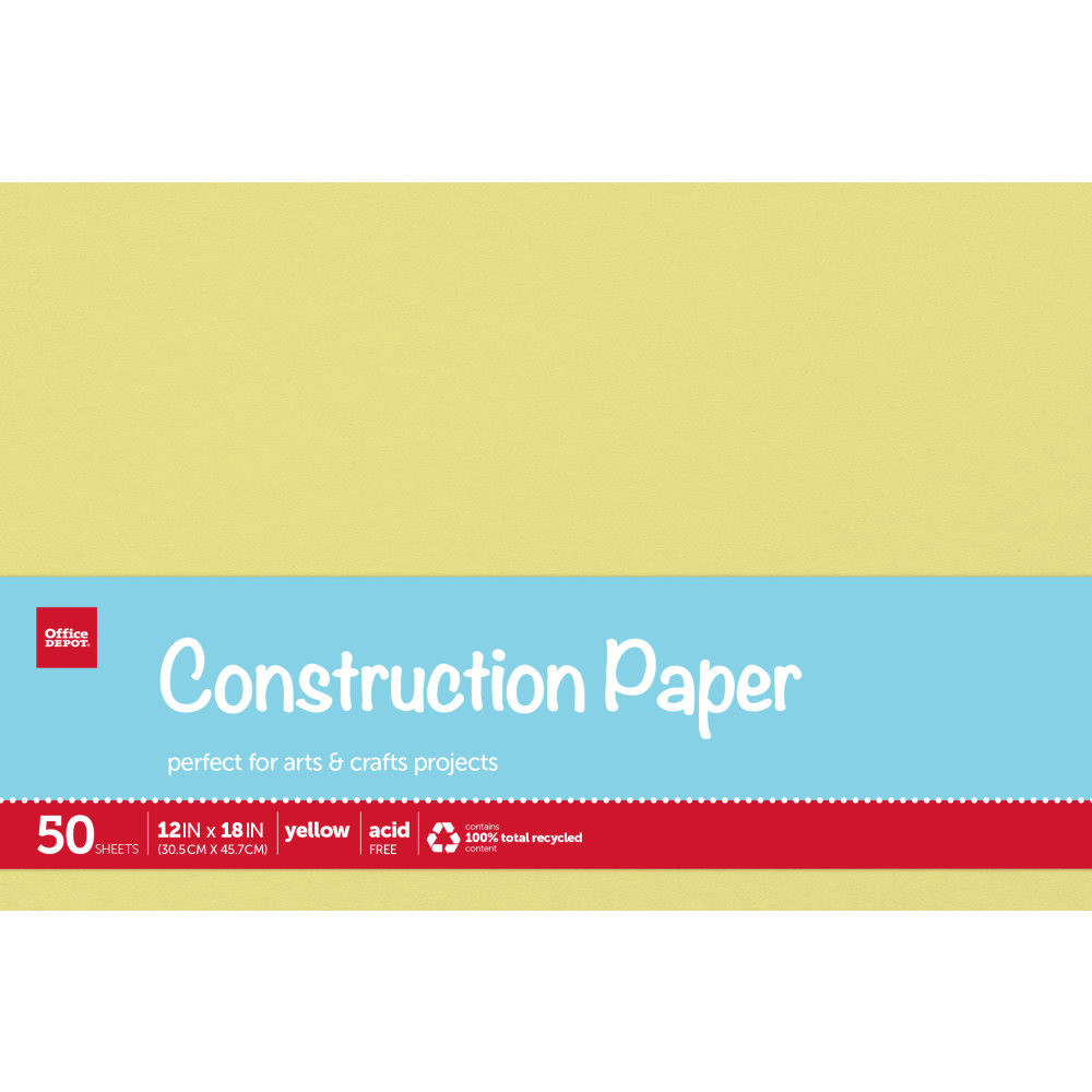 Start your next project in style with Office Depot Brand construction paper. Each sheet is fade-resistant to help your projects withstand years on display.  Ideal for a variety of arts and crafts projects.  Acid-free to help prevent yellowing.  Fade-resistant for long-lasting, vivid color.  Contains Recycled Content - See Specs for Details.