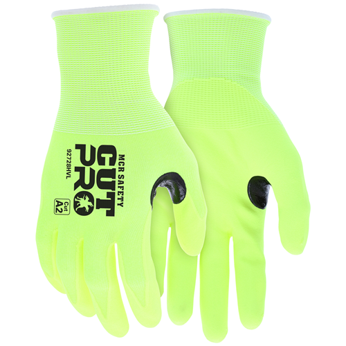 MCR Safety 92728HVM Cut Pro,HiVis,18g,RefThmb, HPPE, NF