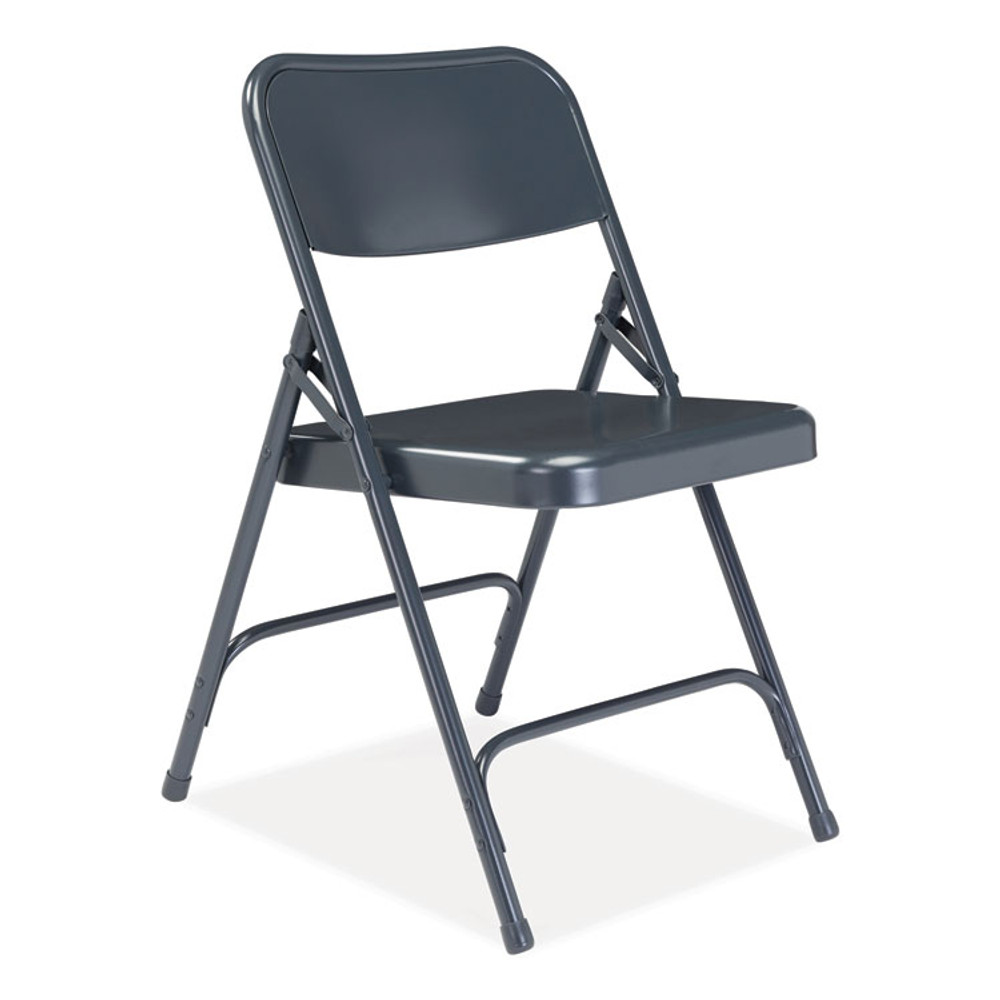 NATIONAL PUBLIC SEATING NPS® 204 200 Series Premium All-Steel Double Hinge Folding Chair, Supports Up to 500 lb, 17.25" Seat Height, Blue, 4/Carton