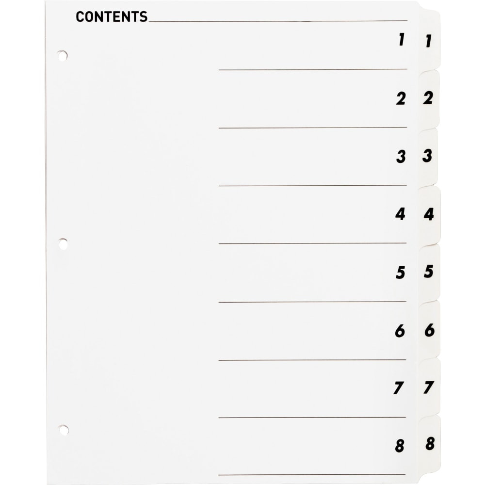 SP RICHARDS Sparco 05853  Quick Index Dividers With Table Of Contents Page, 1-8, White