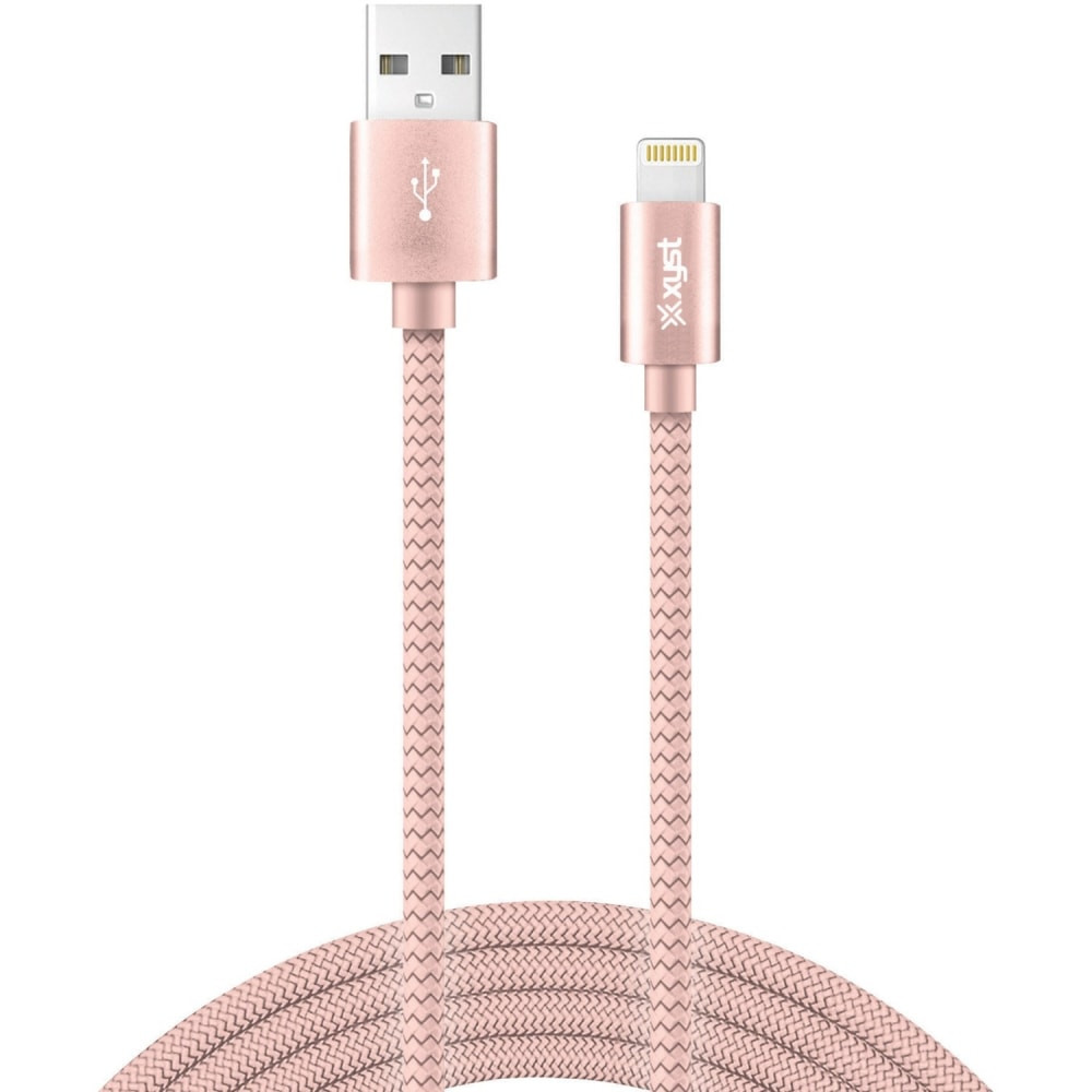 BOWER XYS-L10704B XYST Charge and Sync USB to Lightning Braided Cable, 10 Ft. (Rose Gold) - 10 ft Lightning/USB Data Transfer Cable for iPhone, iPod, iPad, Charger - First End: 1 x Lightning - Male - Second End: 1 x USB Type A - Male - MFI - Rose Gol