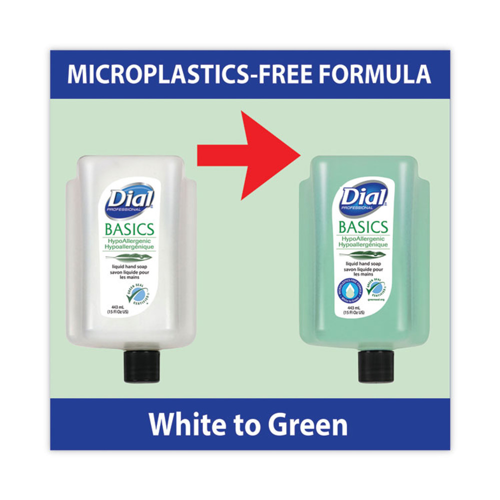 DIAL PROFESSIONAL 33827 Basics MP Free Liquid Hand Soap Refill for Versa Dispenser, Unscented, 15 oz, 6/Carton