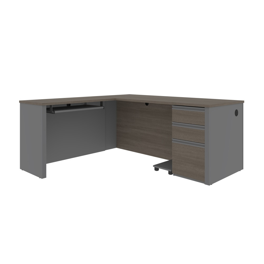 BESTAR INC. 99860-000047 Bestar Prestige + 72inW L-Shaped Corner Desk With Pedestal, Bark Gray/Slate