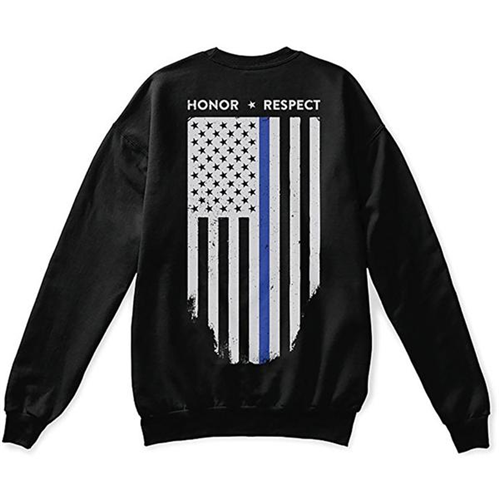 Thin Blue Line TBL-CREW-BLACK-XL Thin Blue Line Crew Neck Sweatshirt