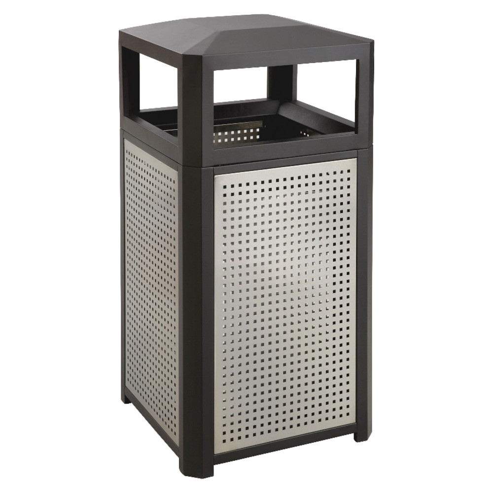 SAFCO PRODUCTS CO 9934BL Safco Evos Series Steel Waste Receptacle, 38-Gallon, Black/Gray