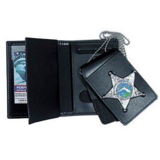 Perfect Fit 1004-AF 4-in-1 Dress Leather Badge & Double ID Case w/ Chain - 3.50''x5.50''