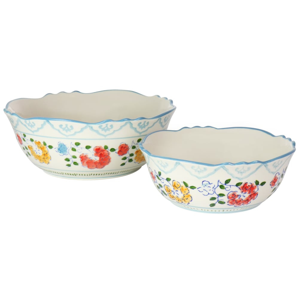 GIBSON OVERSEAS INC. Gibson Elite 995115550M  Anaya 2-Piece Stoneware Bowl Set, Multicolor