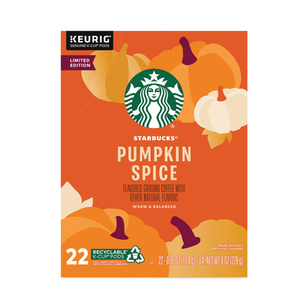 STARBUCKS COFFEE COMPANY 12412028CT Pumpkin Spice Coffee, K-Cups, 22/Box, 4 Boxes/Carton