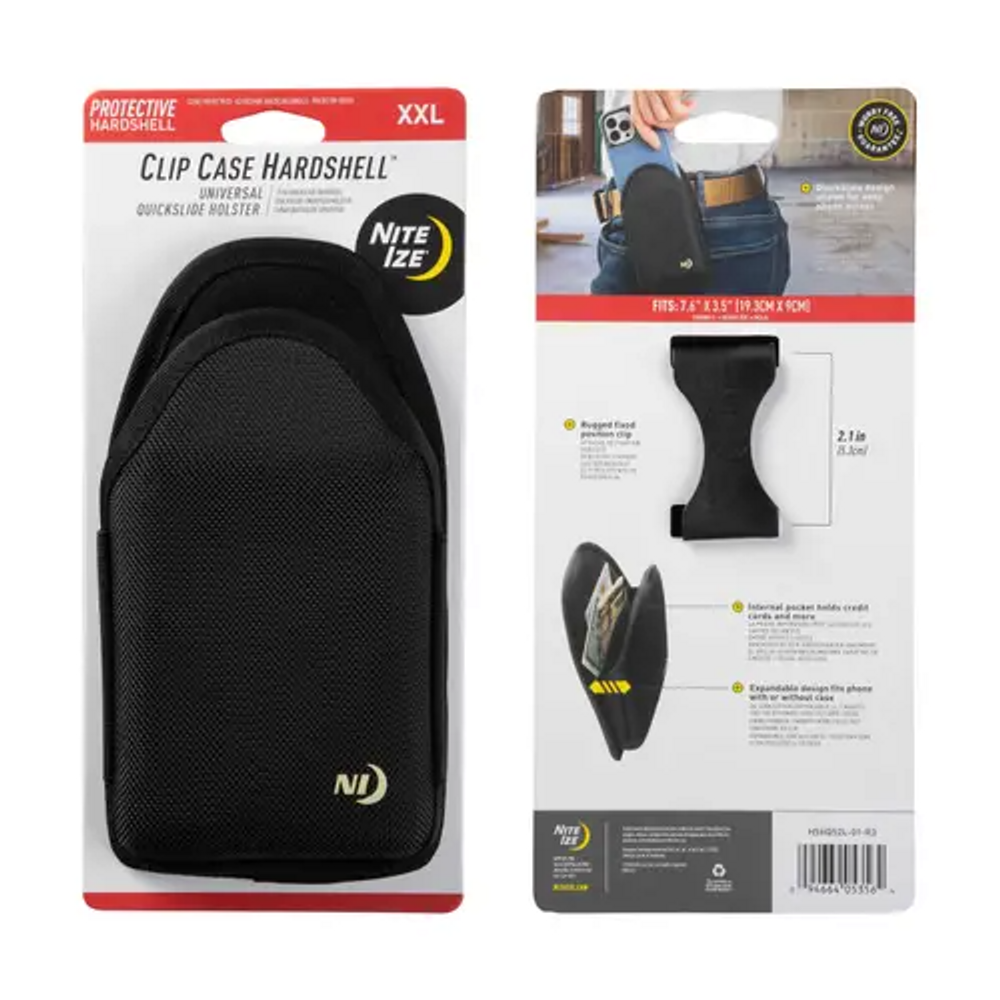 Nite-Ize HSHQS2L-01-R3 Clip Case Hardshell Universal QuickSlide Holster - Black