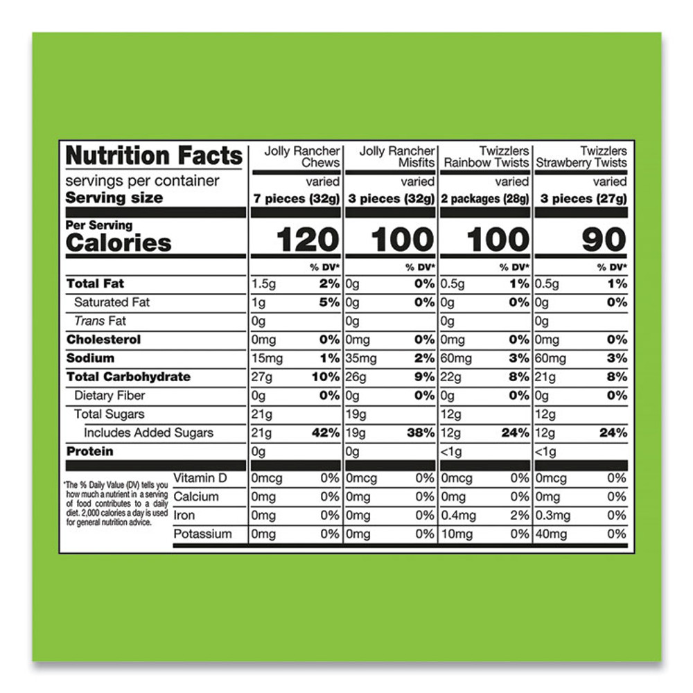 NATIONAL BRAND 22002061 Twizzlers and Jolly Rancher Sweets Assortment Bulk Variety, Assorted Flavors, 260/Pack