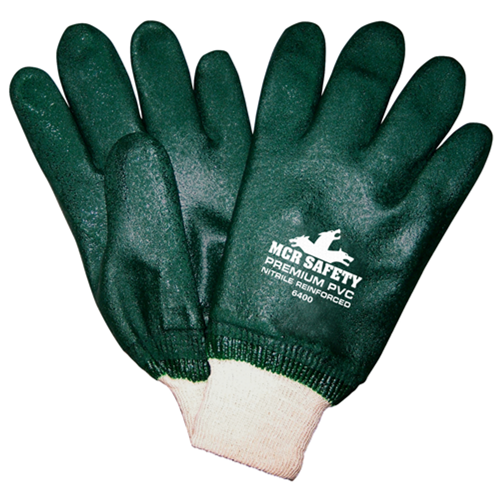 MCR Safety 6400 Green Sandy Pvc Knit Wrist Jersey