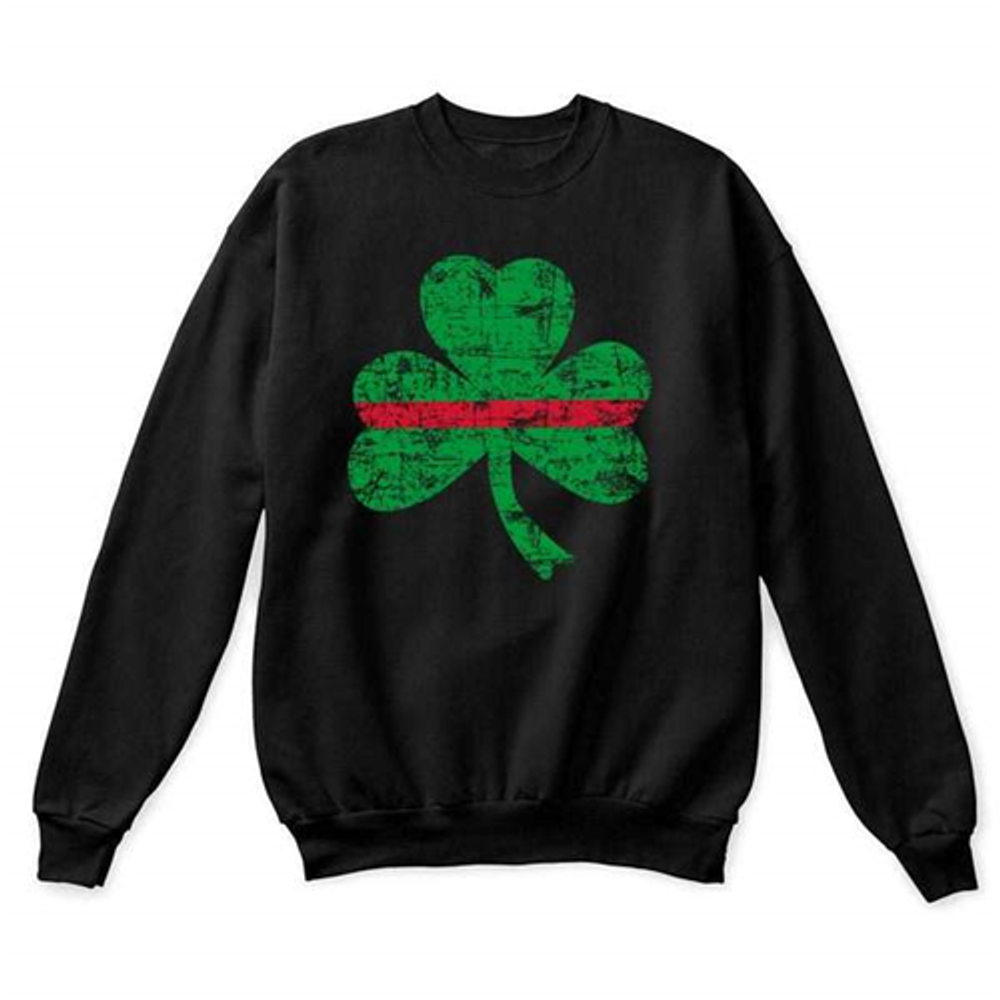 Thin Blue Line STPAT-TRL-CREW-BLACK-MEDIUM Thin Red Line Crewneck, Shamrock