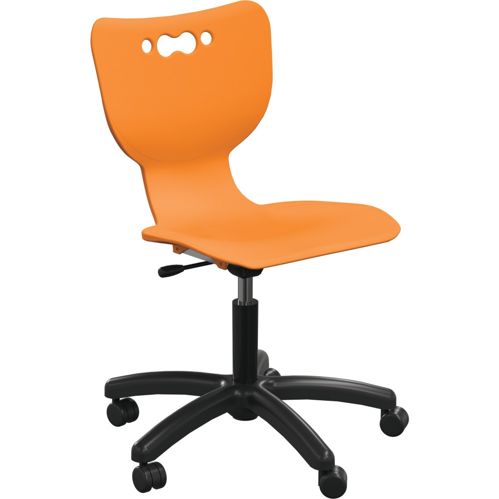 MOORECO INC MooreCo 53511-ORANGE-NA-HC  Hierarchy Armless Mobile Chair With 5-Star Base, Hard Casters, Orange/Black