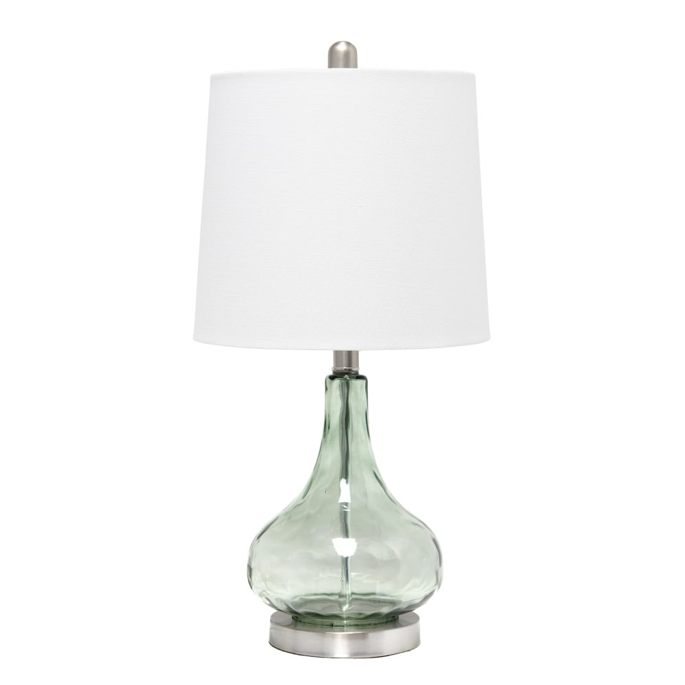 ALL THE RAGES INC Lalia Home LHT-4006-SG  Rippled Glass With Fabric Shade Table Lamp, 23-1/4inH, White Shade/Sage Base