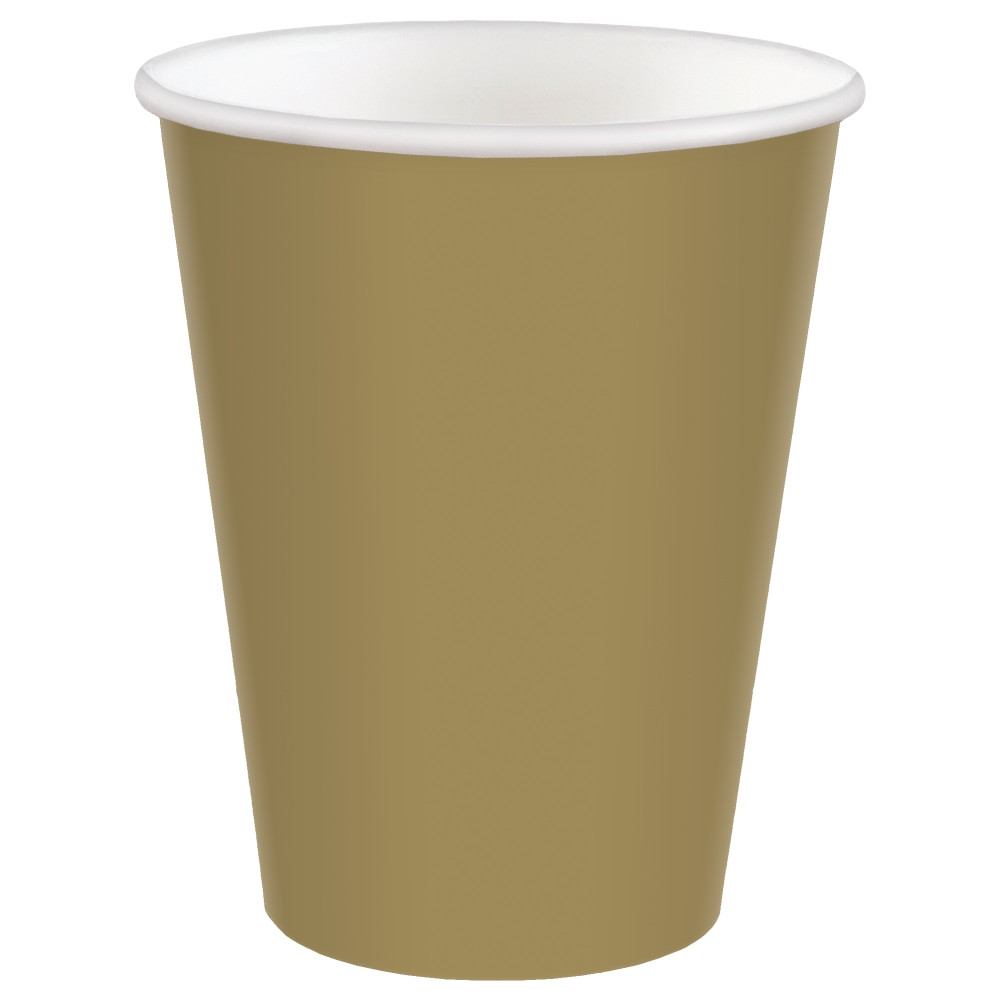 AMSCAN CO INC Amscan 68015.19  68015 Solid Paper Cups, 9 Oz, Gold, 20 Cups Per Pack, Case Of 6 Packs