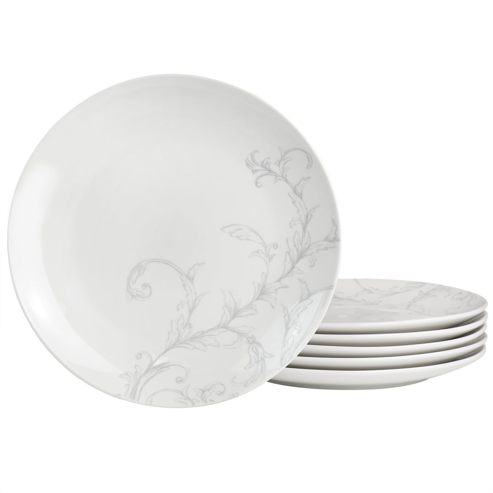 GIBSON OVERSEAS INC. Martha Stewart 995117568M  Fine Ceramic 6-Piece Decorated Dinner Plates, 10-1/2in, White